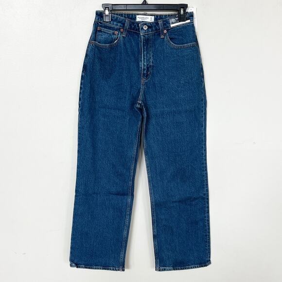 New ABERCROMBIE Curve Love High Rise 90s Relaxed Jean Dark (27, 29) SHORT inseam - Picture 3 of 10